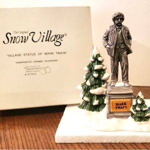 Dept 56 Snow Village “ Village Statute of Mark Twain”